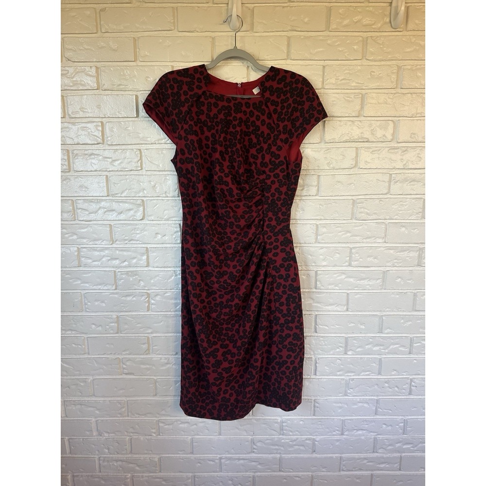 L.K. Bennett Red Black Floral Sheath Dress Kate Middleton Style Size 10